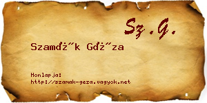 Szamák Géza névjegykártya